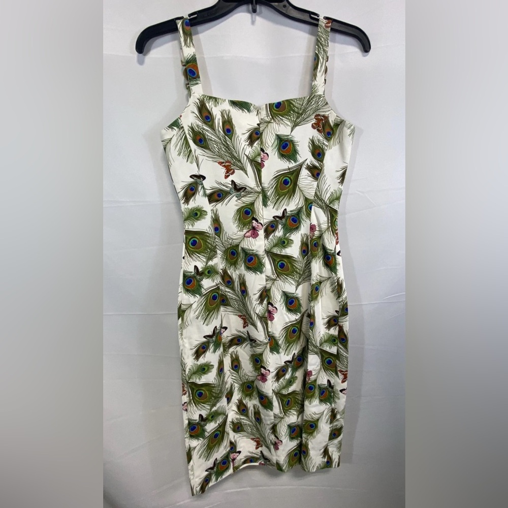 Versace Strapless Dress with Peacock and Butterfly Print 38 2 Small $890 - Picture 3 of 7